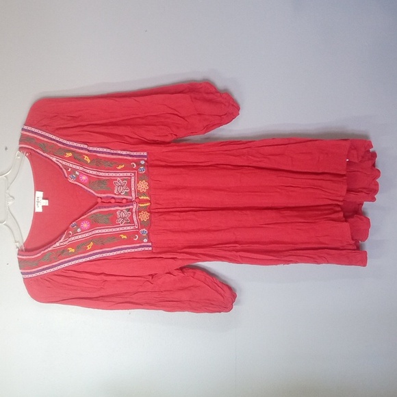 Umgee Tops - Umgee Women's Embroidered Red Tunic Pullover Top Size Large